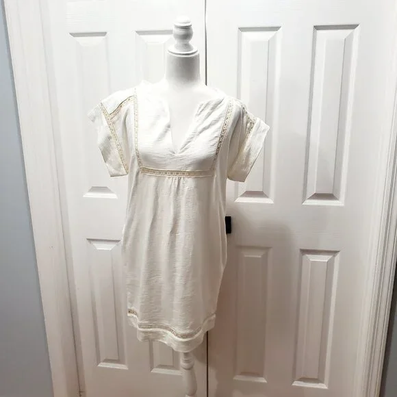 NWT Greylin White Tunic Dress Coastal Resort 100% Cotton Dress Pockets Size  0 - Picture 8 of 12